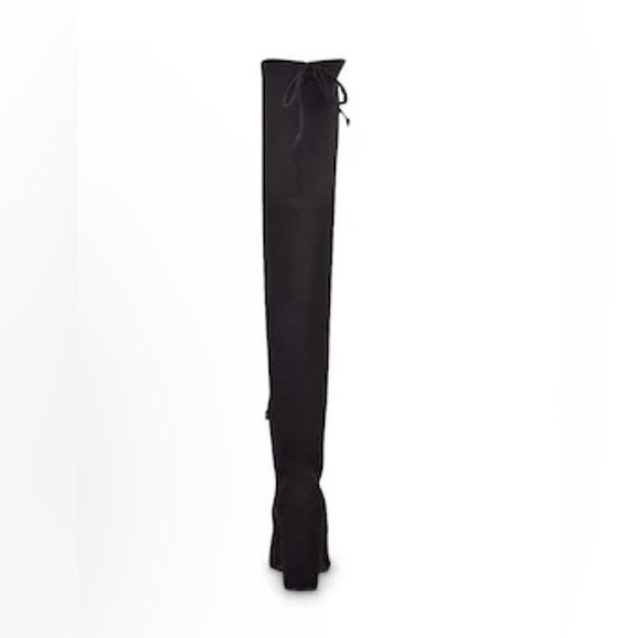 🌃💁🏻♀️👢🍂❄️Velvet Black Vegan Suede Over-the-Knee Stretch Riding Boots - Picture 3 of 6